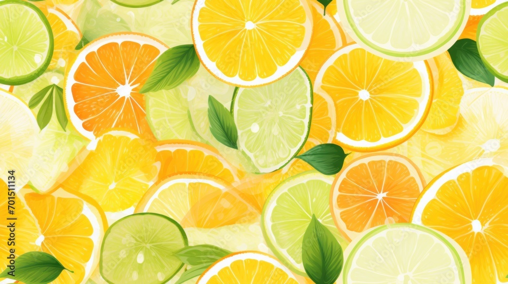 a bunch of lemons, limes, limes and limes with leaves on a light green background. a bunch of lemons, limes, limes and limes with leaves on a light green background.