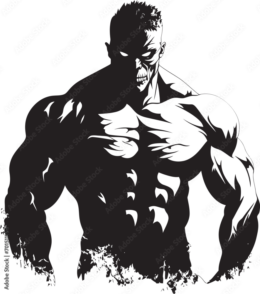 Fototapeta premium Decayed Muscle Icon Vector Logo Ghastly Workout Emblem Black Iconic