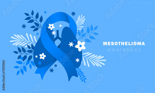 Lung Leavin’ Day (mesothelioma awareness). Lungs, ribbon and flowers vector illustration