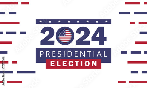 Vote. Every voice matters. Vector banner template for US presidential election. Election day. Usa debate of president voting 2024. Election voting poster. Vote 2024 in USA, banner design