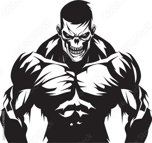 Zombie Mass Builder Black Emblem Decayed Muscle Icon Vector Logo