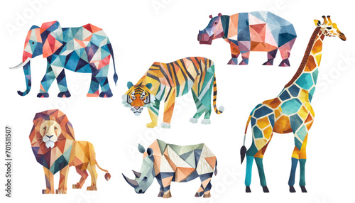 watercolor graphic resources with transparent background, wildlife drawing set / collection