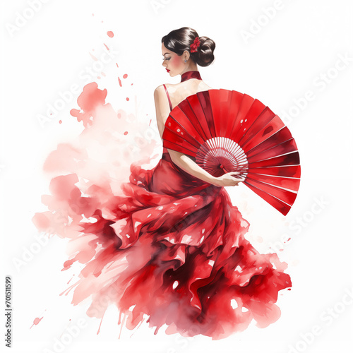  A spanish flamenco fan watercolor paint