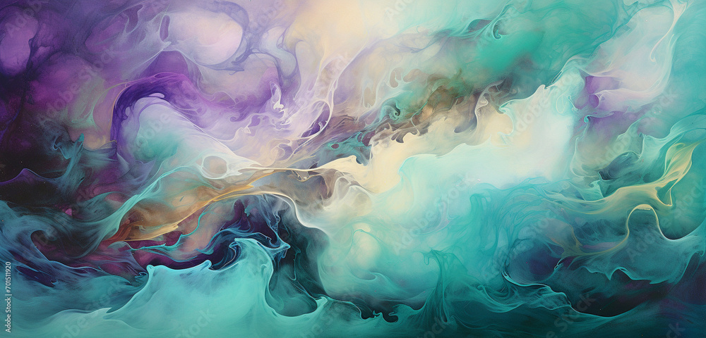 Swirling bursts of emerald and amethyst smoke colliding in a celestial waltz, illuminating the night sky with a spellbinding exhibition of colors.