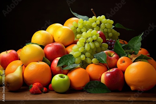 Colorful Array of Fresh Fruits - Oranges  Grapefruits  Apples  and Carrots Pre-Squeezing