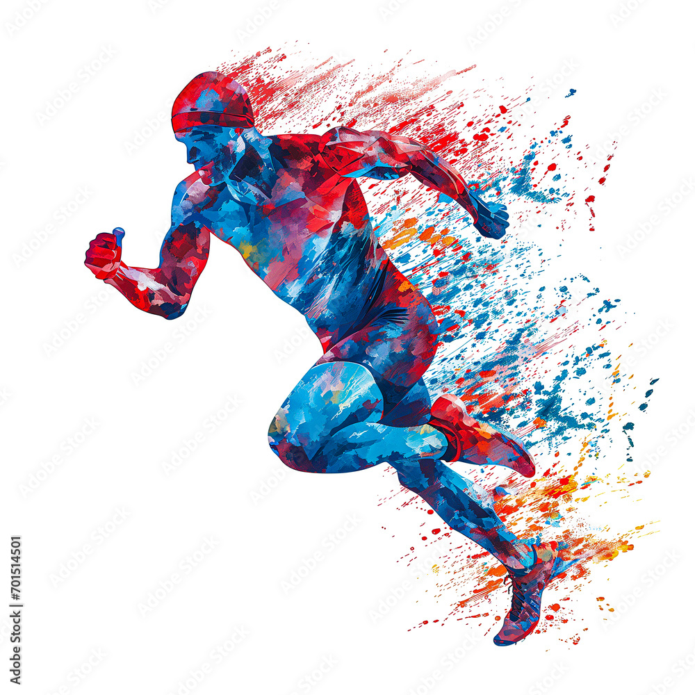 Running athlete polygonal watercolor ilustration Stock Photo | Adobe Stock