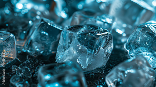 Close-up of Crystal Clear Ice Cubes