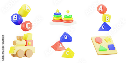 3d Educational Game, Abc Blocks, Alphabet Blocks, Donut Puzzle Game, Block Puzzle, Pyramid Rings, Fairy Wand, Pyramid Toy, Rainbow, Rainbow With Stars, Train Toy