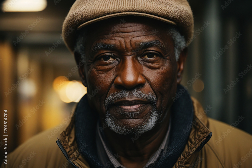 A closeup photo portrait of an elderly black man A closeup photo portrait of an elderly black man