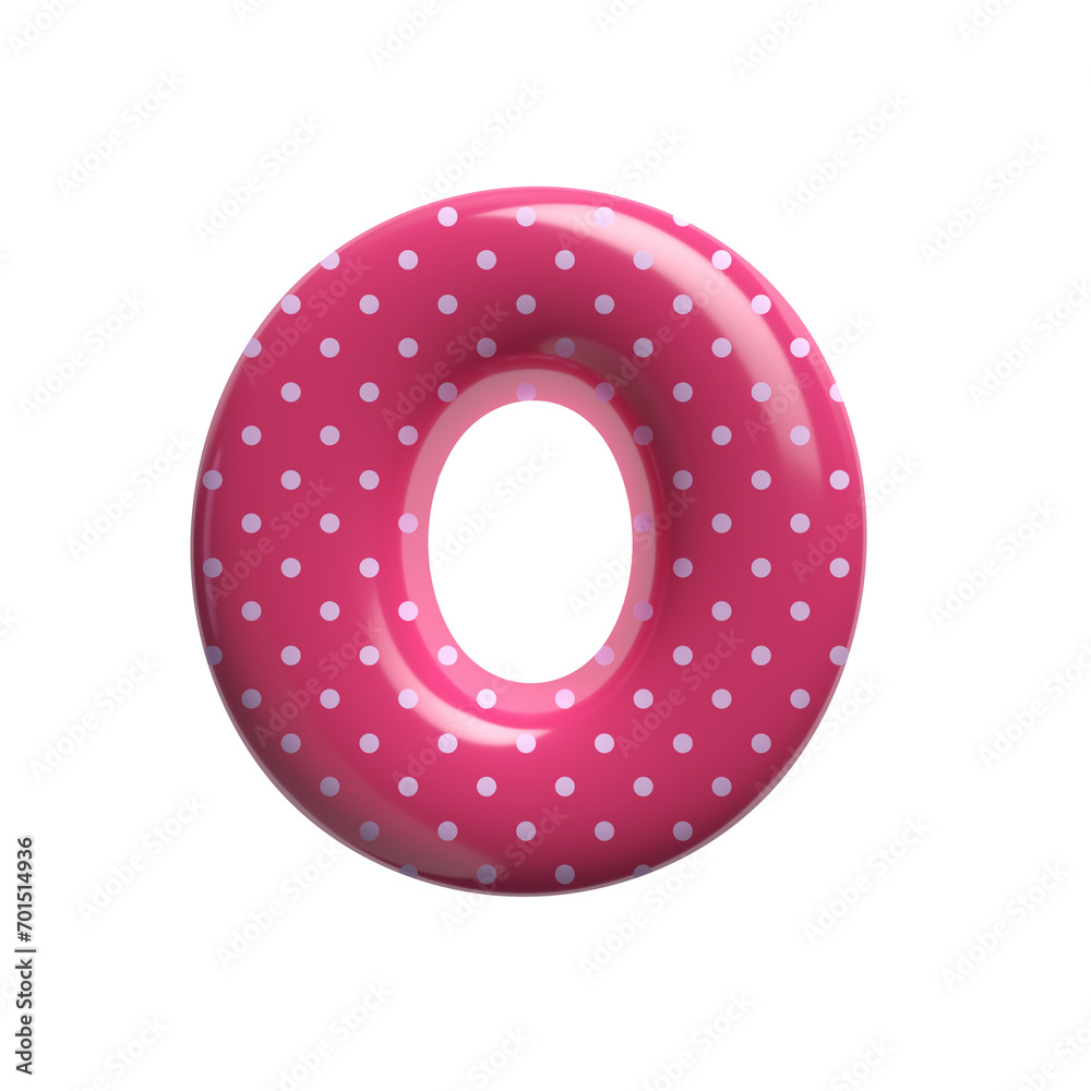 Polka dot letter O - Large 3d pink retro font - suitable for Fashion, retro design or decoration related subjects - obrazy, fototapety, plakaty 