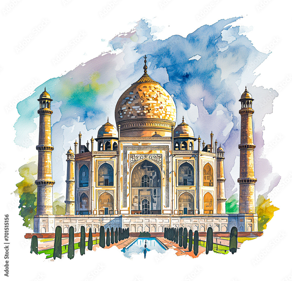 Fotografie Taj Mahal watercolor paint
