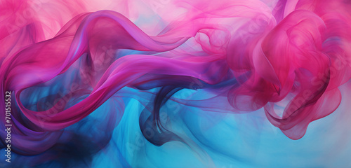 Whirls of vibrant fuchsia and aquamarine smoke dispersing gracefully, painting the air with an enchanting palette of colors.