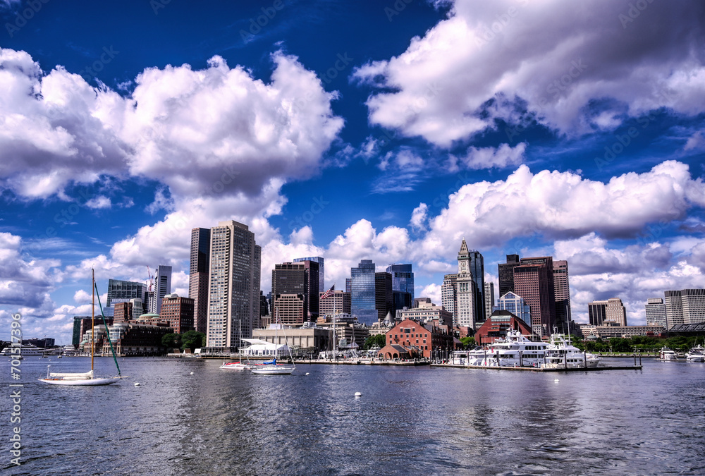 The Boston, Massachusetts skyline from Boston Harbor. The Boston, Massachusetts skyline from Boston Harbor.
