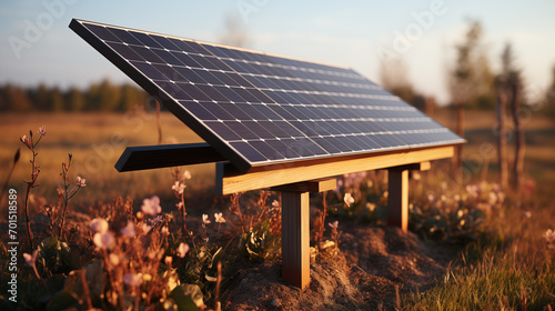Kleine Solarzelle Solaranlage im Garten - Gartenkraftwerk photo