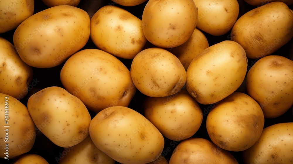 a pile of potatoes sitting next to each other on top of a pile of other potatoes on top of a table. a pile of potatoes sitting next to each other on top of a pile of other potatoes on top of a table.