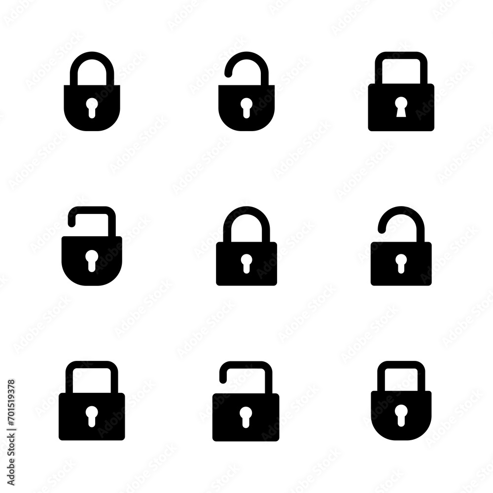 Lock icon set. Padlock icon vector. Encryption icon. Security symbol Lock icon set. Padlock icon vector. Encryption icon. Security symbol