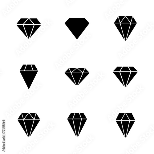 Diamond icon set. diamond gems vector icon.