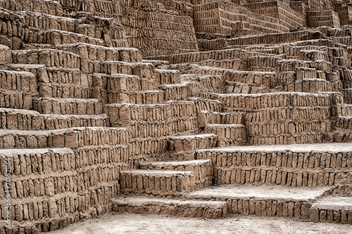 Adobe Bricks At The Huaca Pucllana Pyramid photo