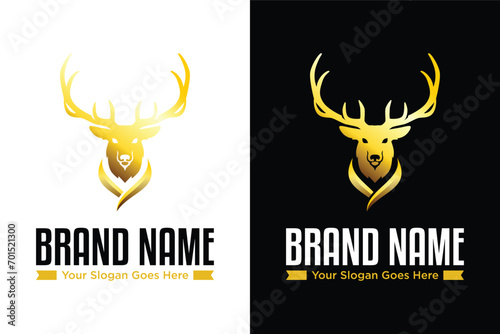 modern golden Deer head silhouette illustration logo design