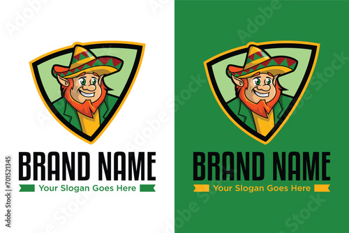 Leprechaun with Sombrero illustration logo design