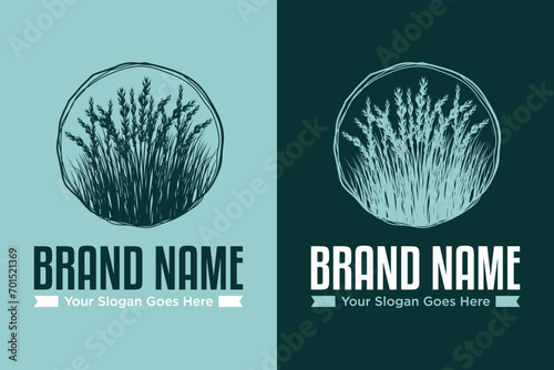 modern tall grass illustration vector logo design