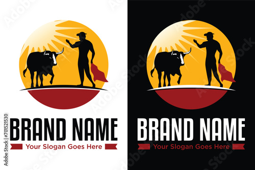 simple Matador with a red cape illustration vector logo design