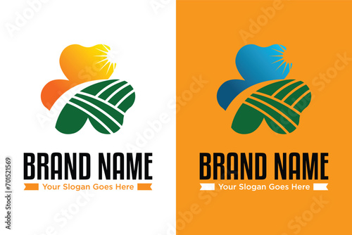 Green farm clover illustration vector logo design