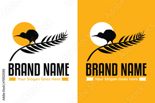 simple kiwi New zealand symbols illustration logo design