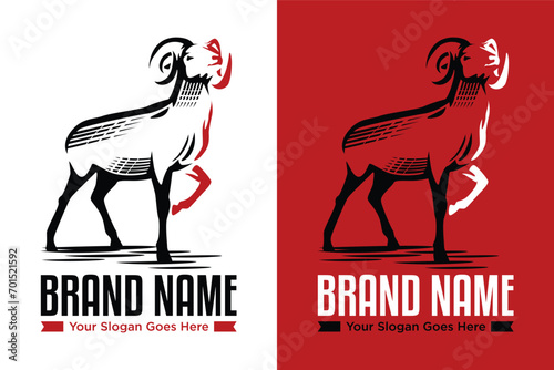 modern goat farm field illustration vector logo design