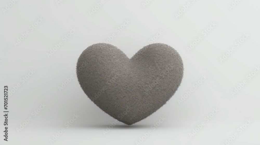 a gray heart shaped object sitting on top of a white surface with a shadow of the heart on top of it. a gray heart shaped object sitting on top of a white surface with a shadow of the heart on top of it.