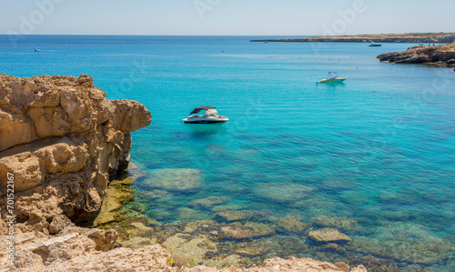 views of the Cyprus coast in Protaras for banner background photo