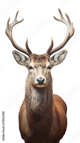 Portrait of a deer isolated on white background