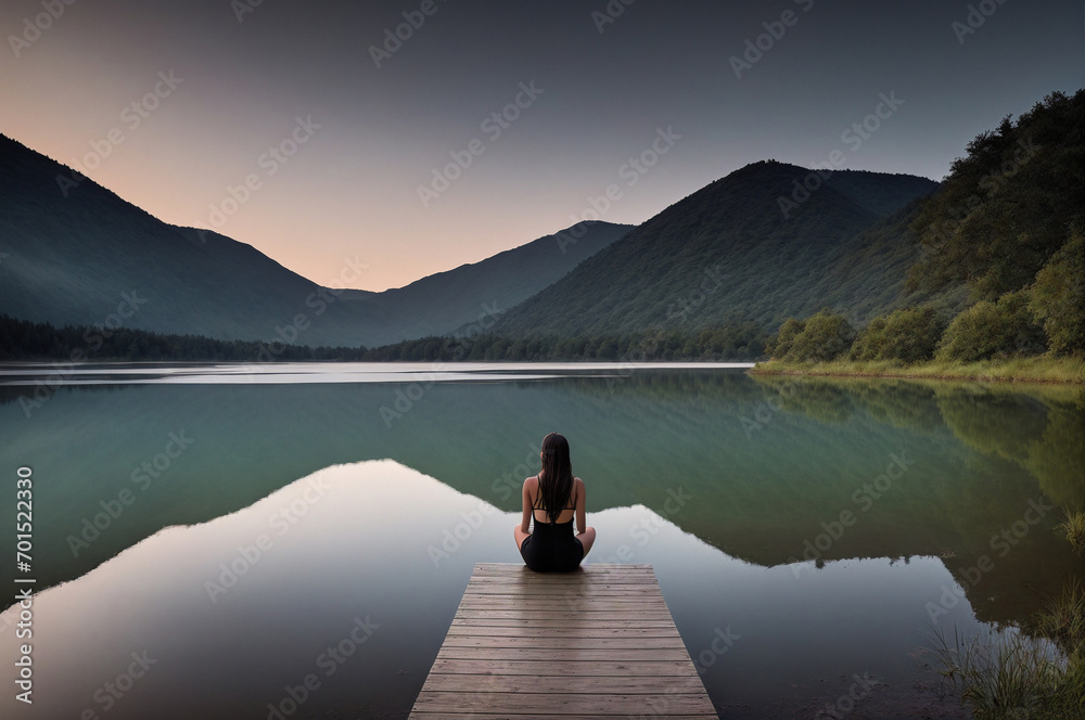 person on the lake doing yoga
