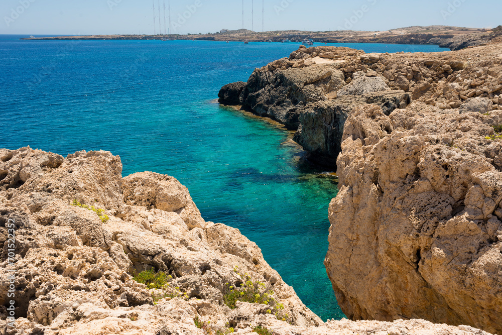 views of the Cyprus coast in Protaras for banner background