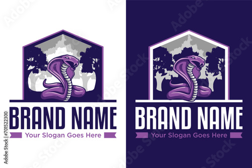 Vector illustration of purple Cobra in the jungle mascot logo design