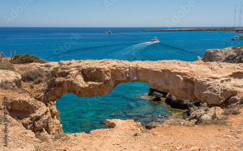 views of the Cyprus coast in Protaras for banner background