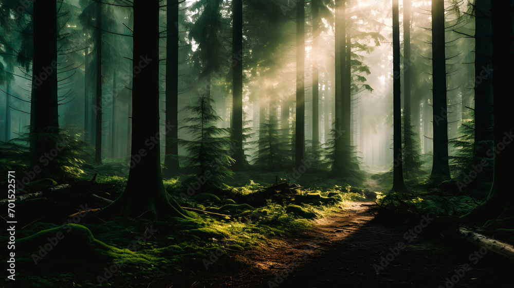 Forêt avec un rayon de soleil Forêt avec un rayon de soleil