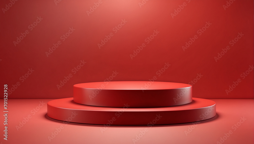 Red Minimalist Empty Podium for Product Presentation. Red Minimalist Empty Podium for Product Presentation.