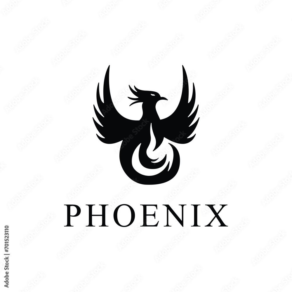 Black phoenix silhouette logo design vector template Black phoenix silhouette logo design vector template