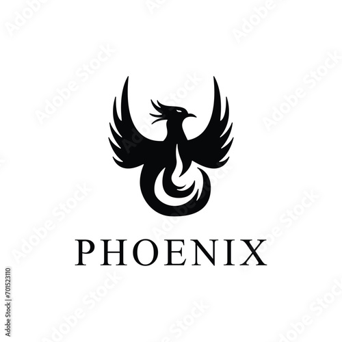 Black phoenix silhouette logo design vector template
