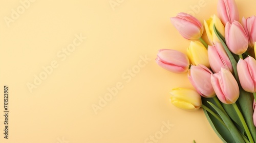 bouquet of tulips on a wooden background