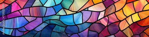 Colorful shapes organized in a pattern that resembles a stained glass window. photo