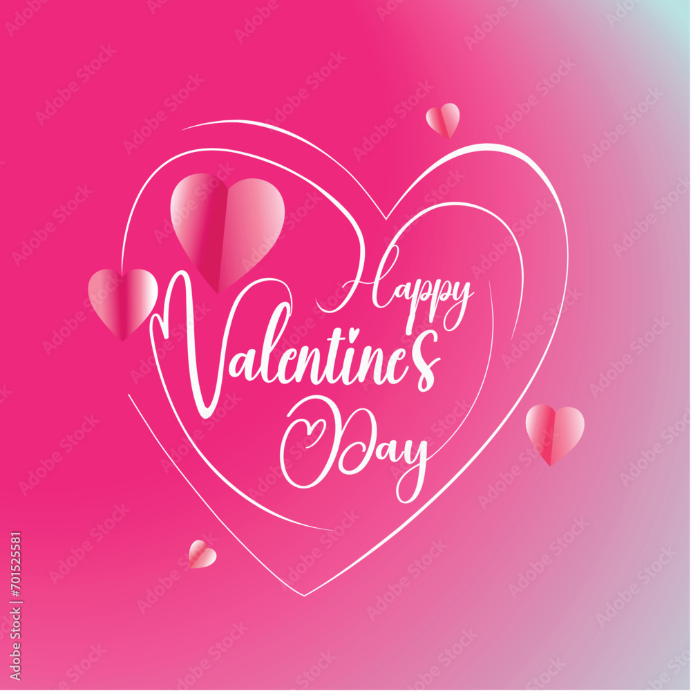 Abstract Valentine's Day background with paper cut hearts. Valentine's Day poster, background. Outline two hearts and the words Happy Valentine's Day..eps8