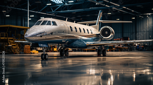 Private plane inside large hanger.  © Jammy Jean