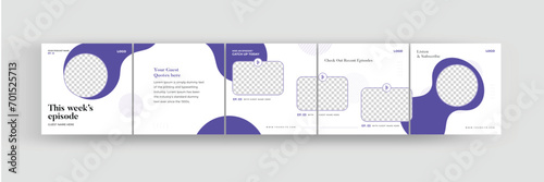 Podcast social media carousel, influencer instagram carousel design template
