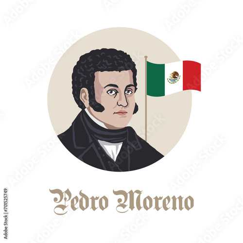 VECTORS. Illustration of Pedro Moreno Gonzalez, an insurgent in the Mexican War of Independence (flat colors) photo