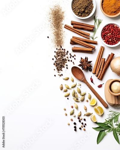 Asian Spices & Condiments Flat Lay with Space for Text