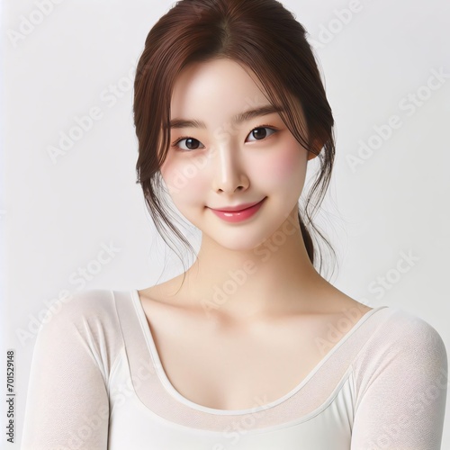 A beautiful young Korean beauty on a white background 