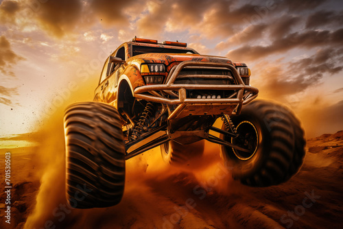 Monster Truck driving off-road outdoors
