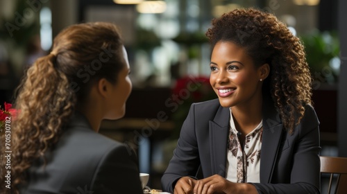 Business woman interviewing someone for job in office